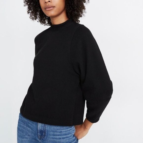 Madewell Texture & Thread Button-Back Mockneck Top Black XS - Picture 2 of 7